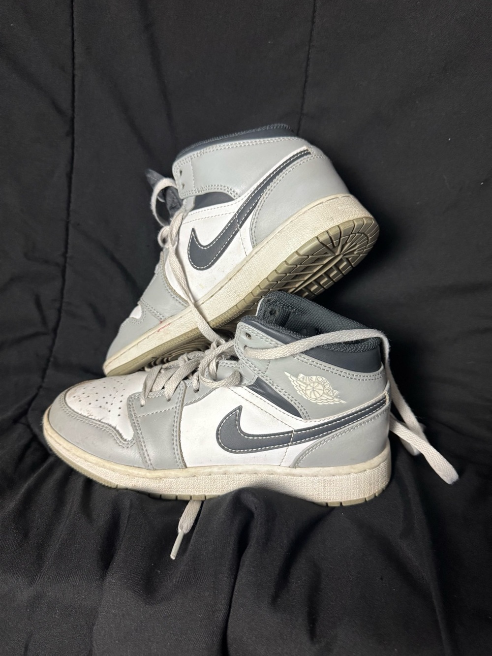 Nike Kids Gray and White High-Top Sneakers